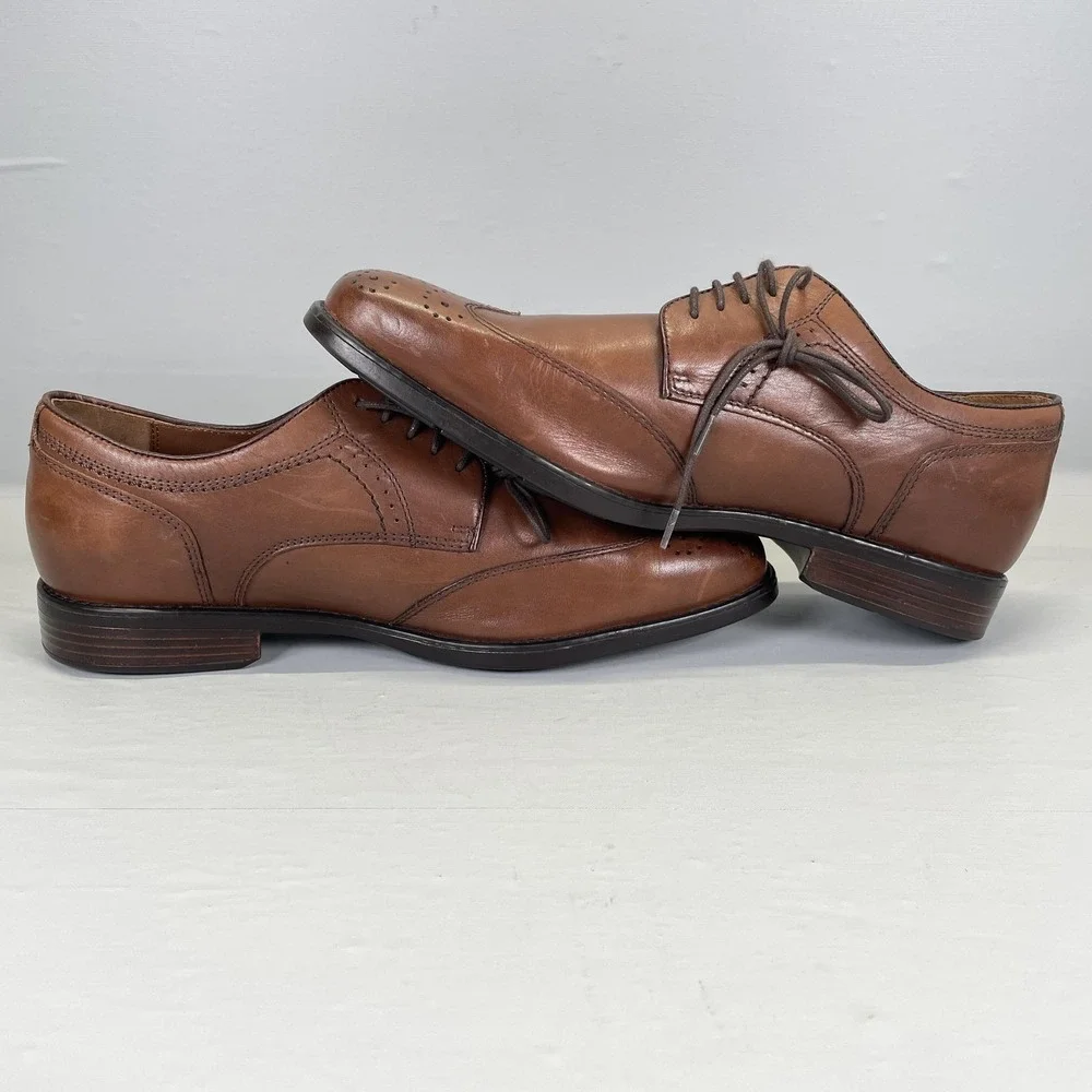 Johnston & Murphy XC4 Shoes Mens Size 10.5 Brown Leather Wingtip Brogue Oxford